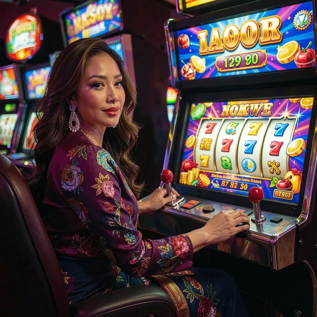 Confident player enjoying premium slot gameplay at BXBET casino with glowing reels and rich casino colors designed for the Philippines market